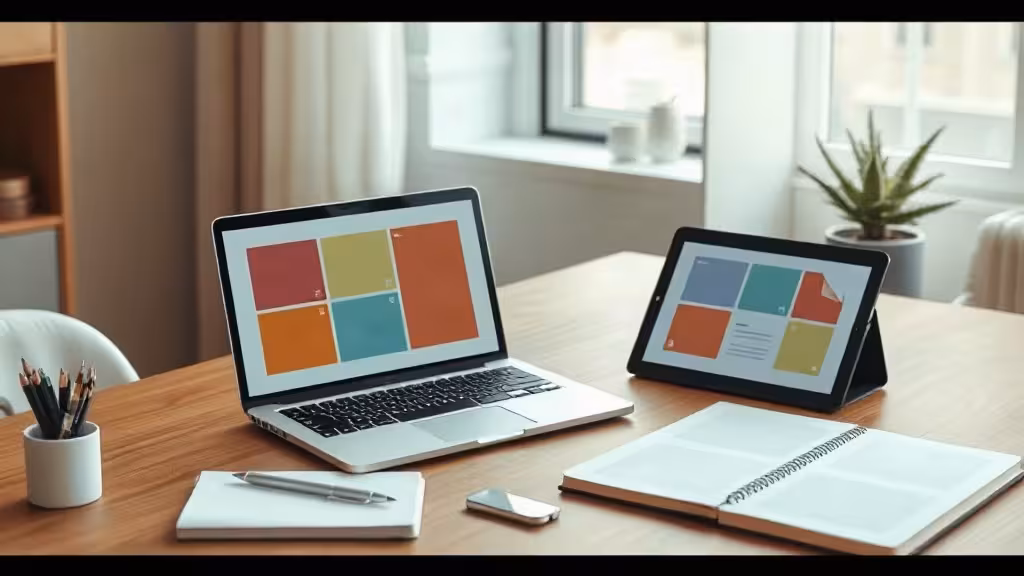 Bureau créatif illustrant une alternative à 1min.ai pour produire du contenu