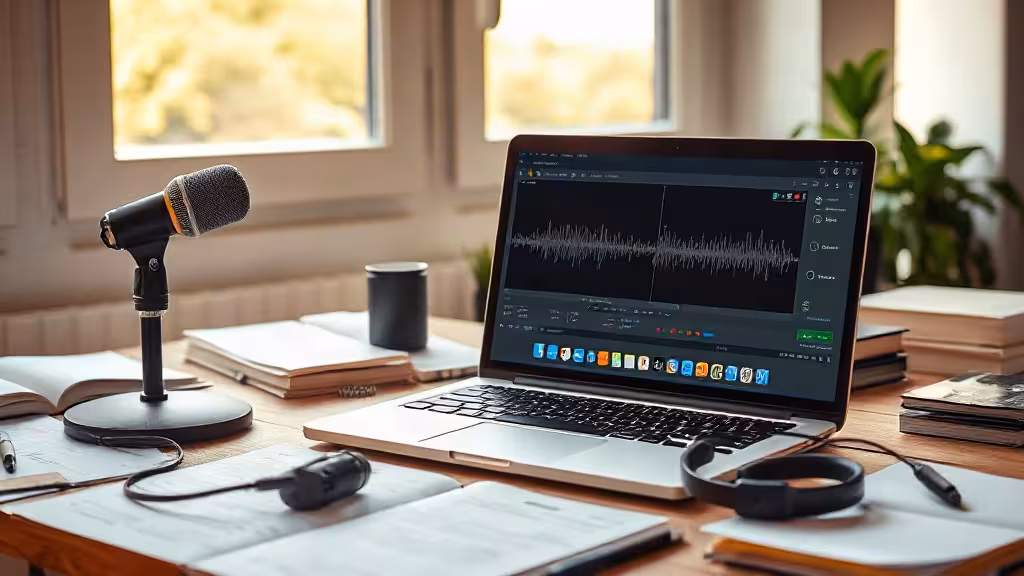 Bureau équipé pour enregistrer l’écran d’un Mac avec le son interne