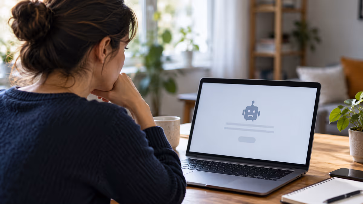 Une personne consulte un assistant numérique sur ordinateur.