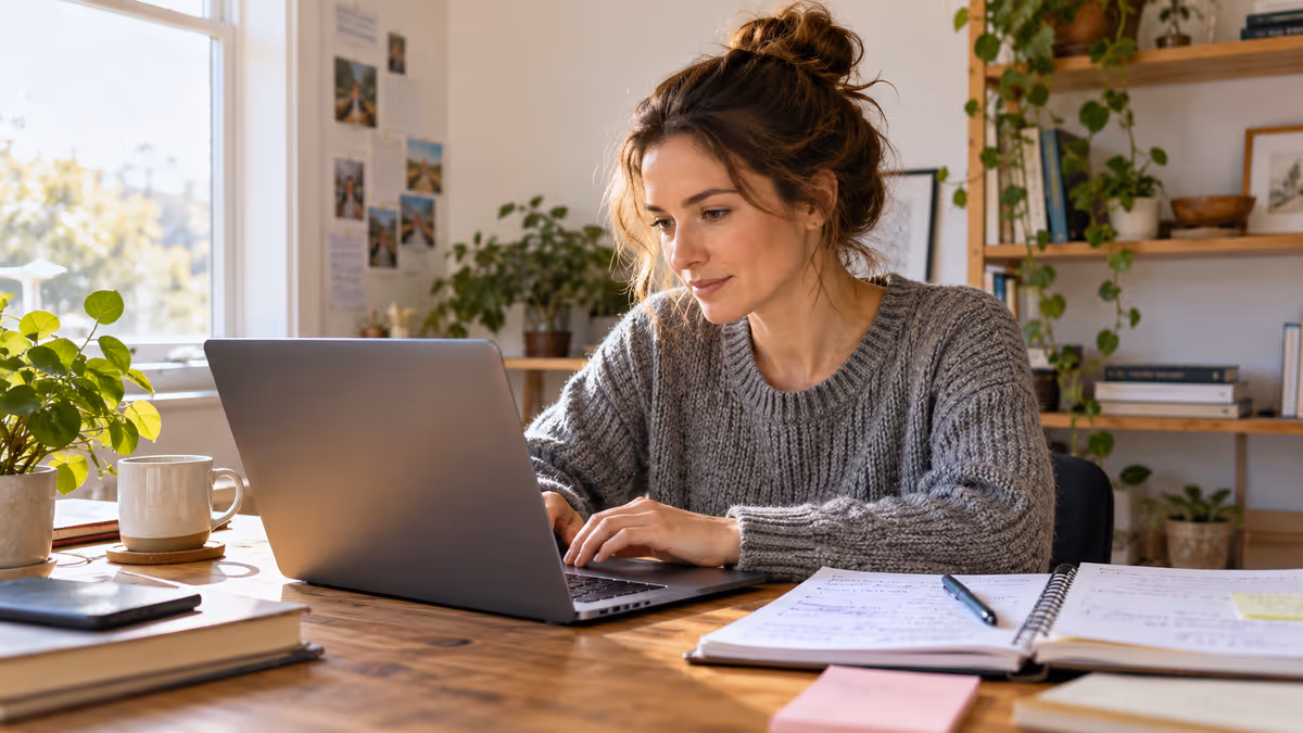 Une personne travaille sur le contenu de son site.